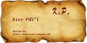 Kirr Pál névjegykártya